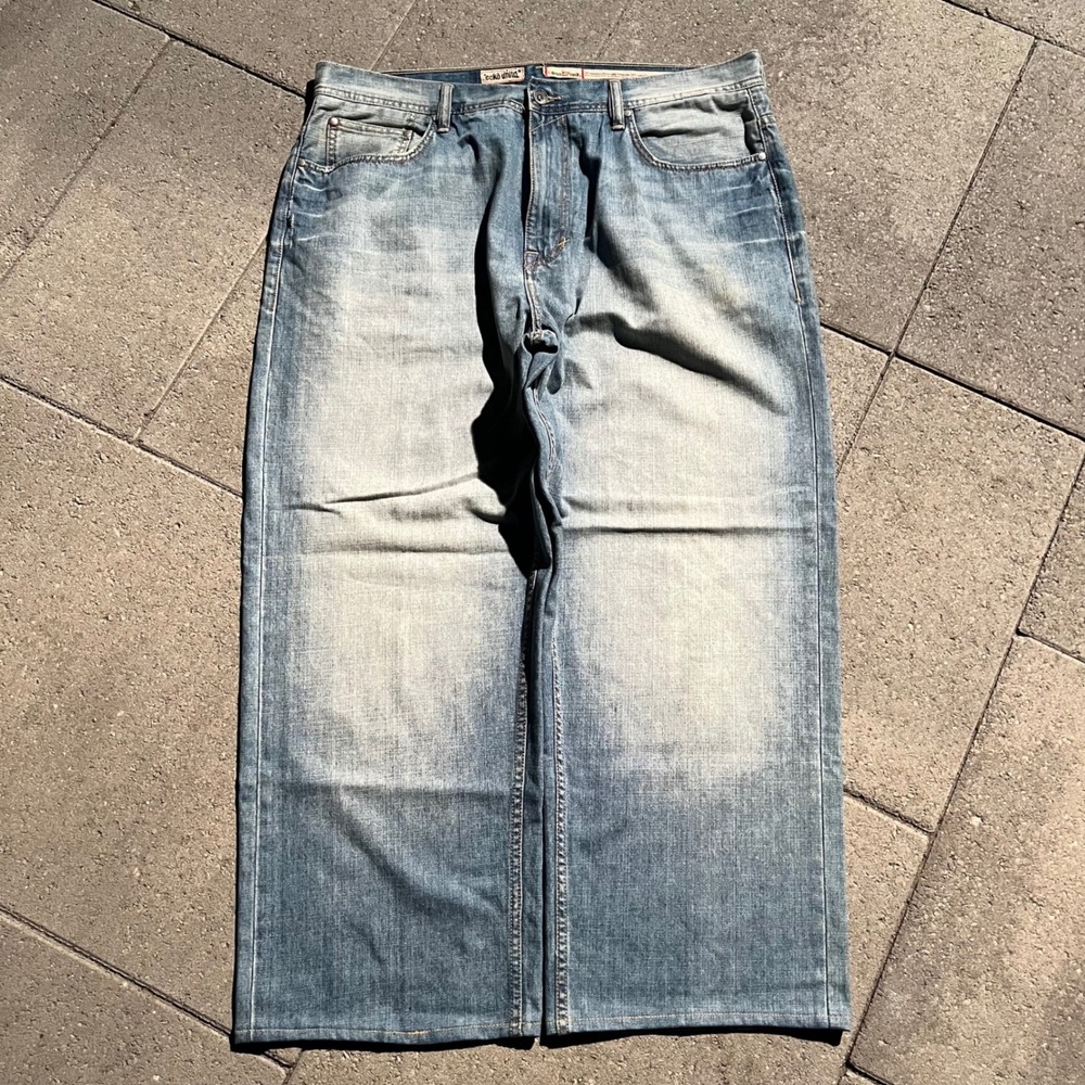 Ecko Unltd Denim Foundry Baggy Jeans Mens 40x27 Light Wash Blue Y2K Wide Leg